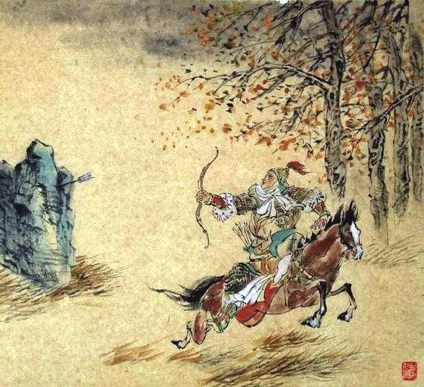 “林暗草驚風(fēng)，將軍夜引弓?！碑?huà)作